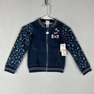 Hello Kitty NEW Sanrio Denim Jacket Girls Youth Size 6 Blue Long Sleeve Full Zip